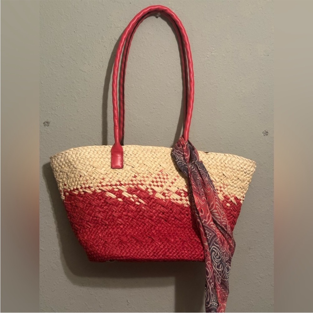 ☀️⛱️ Patricia Nash Calypso Ombre Woven Straw Tote with Scarf NWT⛱️☀️ - Picture 2 of 6